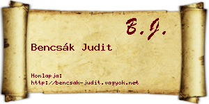 Bencsák Judit névjegykártya